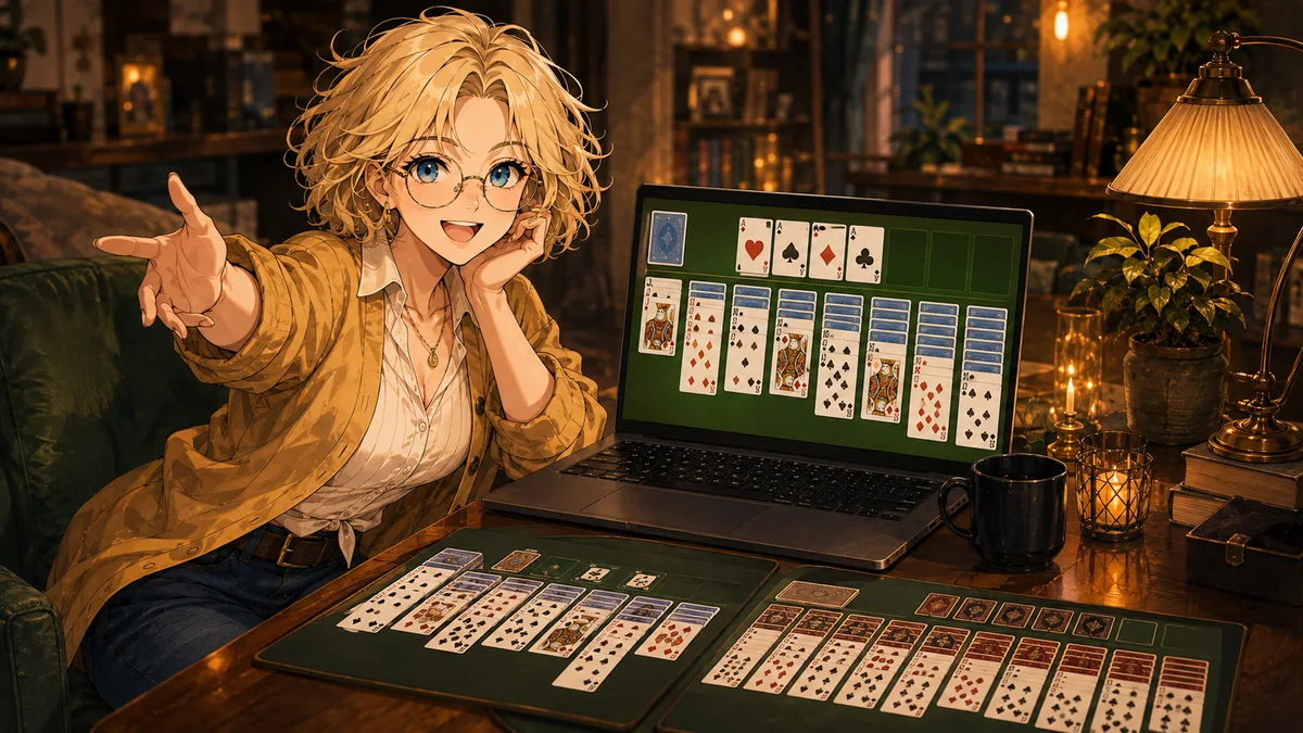 Solitaire cards with Goldie